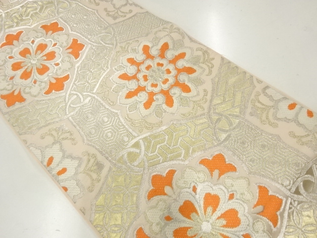 着物・帯 ] - 袋帯 リサイクル 川島織物製 華紋に古典柄模様織出し袋帯 